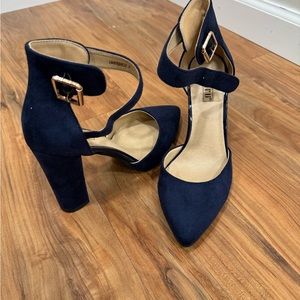 DIFU Women's IN4 Pedazo High Block Heels Pumps Pointed Closed Toe Ankle Strap